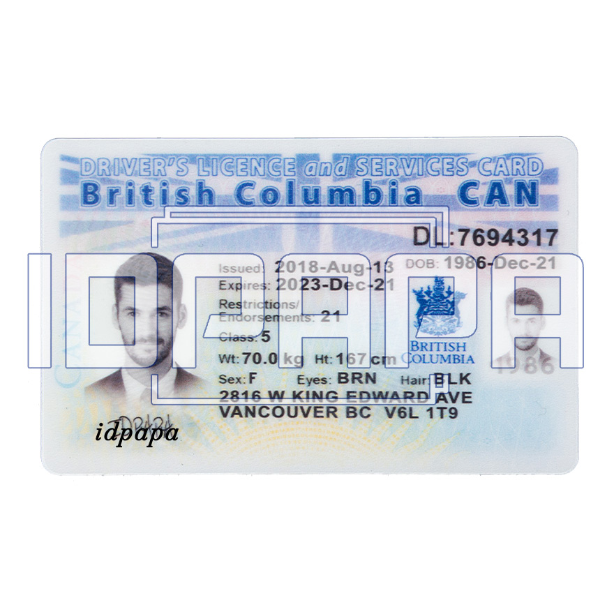 British Columbia Scannable Card