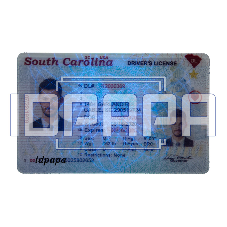 South Carolina Scannable Card